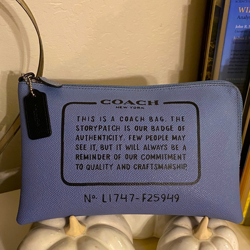 Coach Story Patch blue Leather Large Pouch